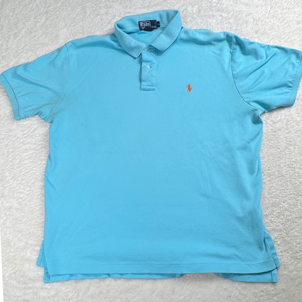 Polo Ralph Lauren Mens XL Light Blue Short Sleeve Polo Shirt Preppy Coastal